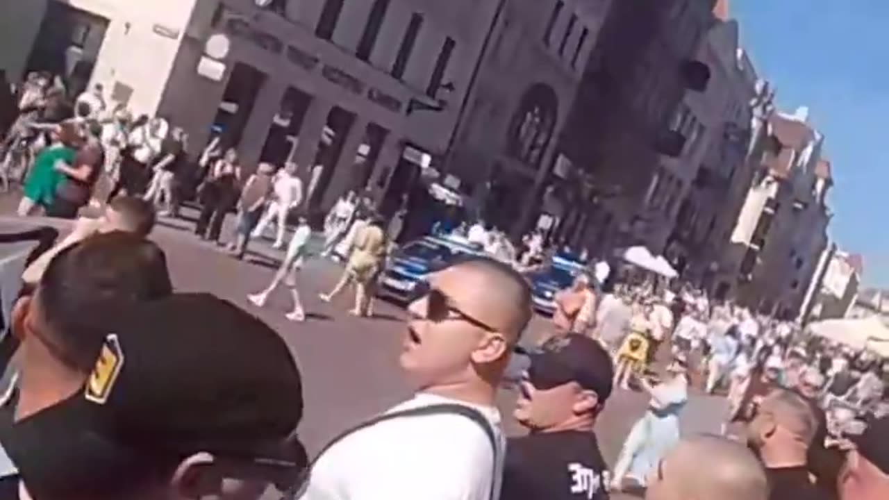 More of the anti illegal immigration demonstration in Torun, Poland