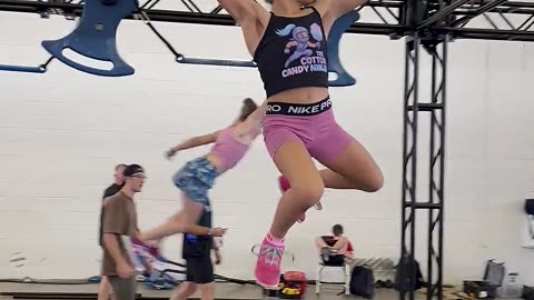 Young Athlete Competing in an Indoor Ninja Warrior Challenge_Full-HD