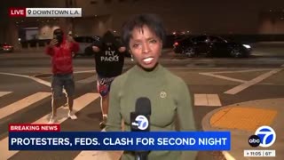 As rioters taunt her in the background, this reporter described the LA riots as "mostly peaceful"