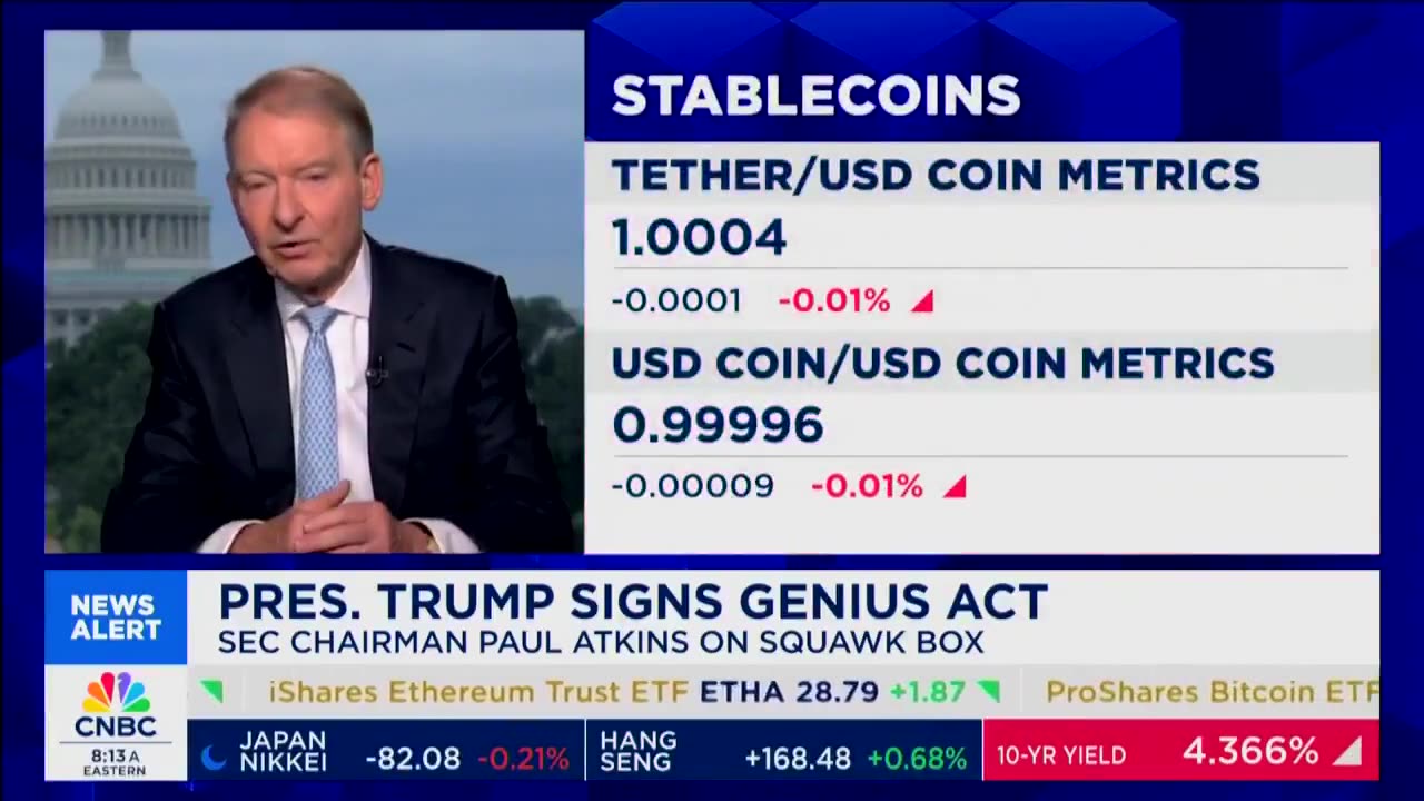 SEC Chair Paul Atkins says crypto stablecoins will help to lower costs lower risks in market
