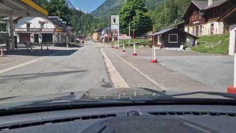 Driving through the border from Switzerland to France on Le Châtelard-Frontière