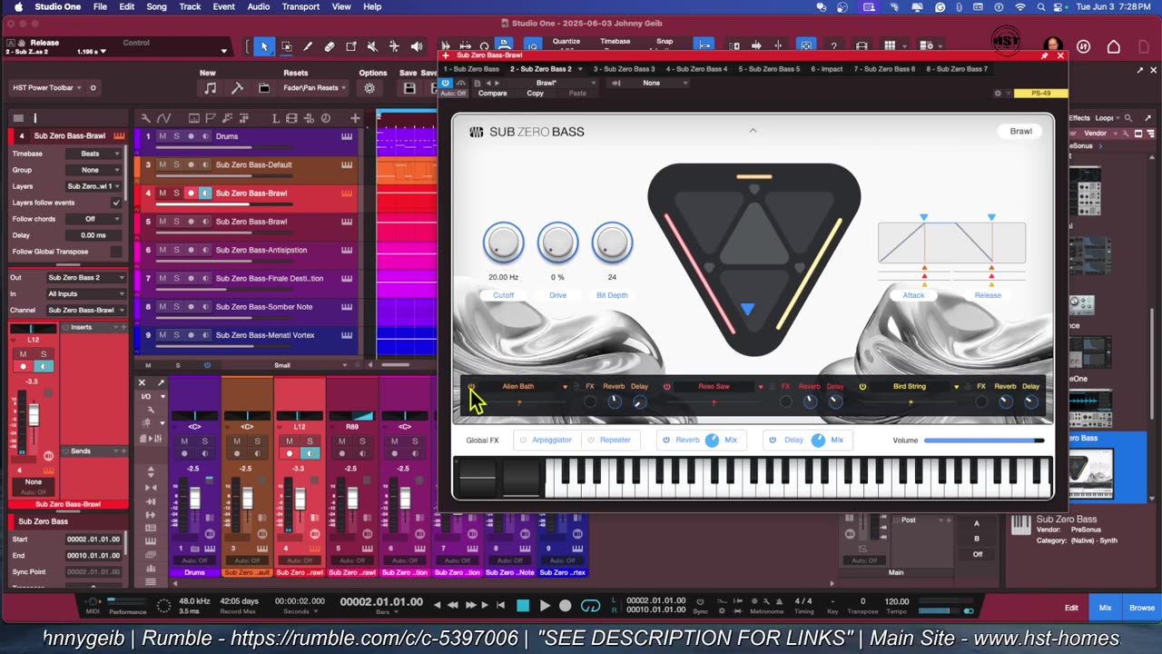 SUB ZERO BASS Sounds and Settings - Studio One Snapshots