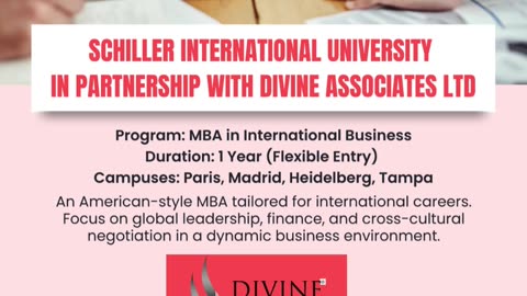 Shape Your International Career: Study at Schiller Through Divine Associates Ltd