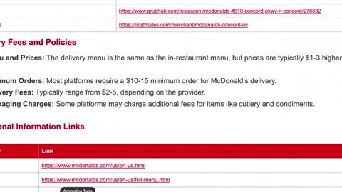 Mcdonalds menu with prices