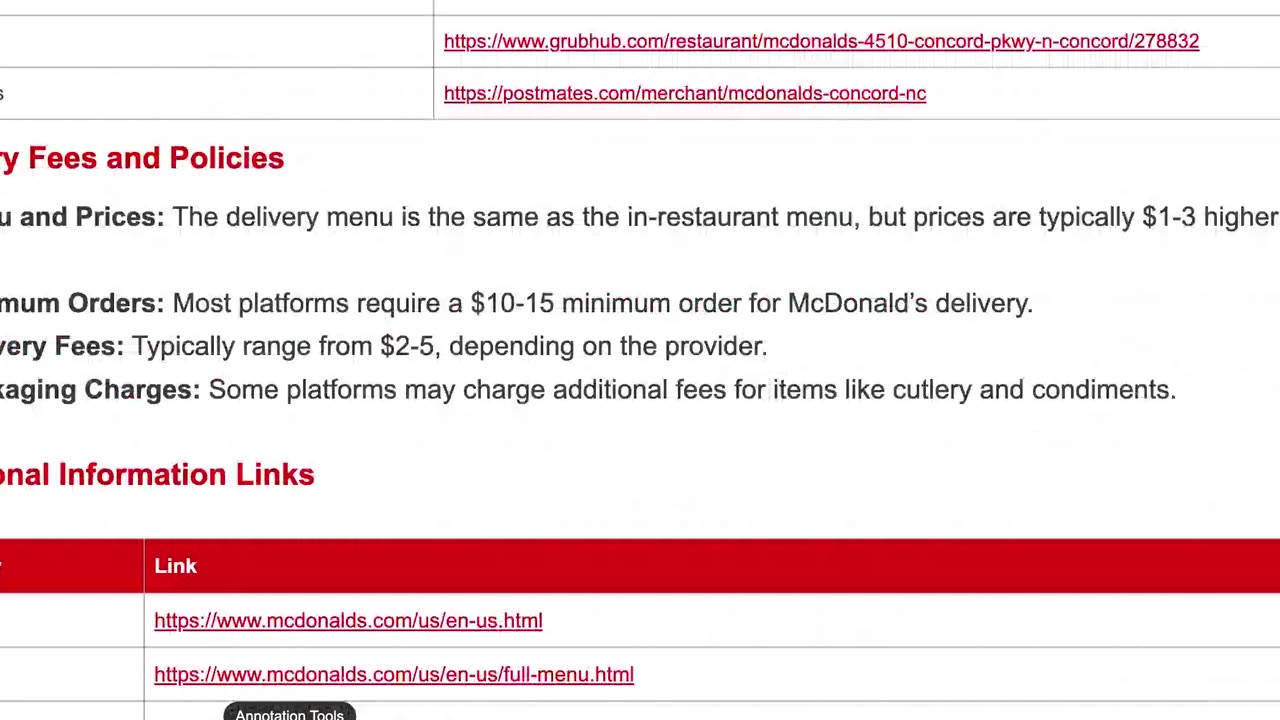 Mcdonalds menu with prices
