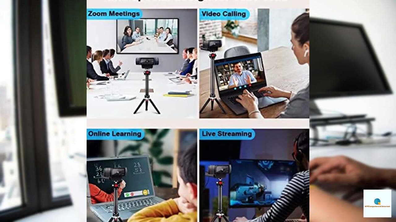 Webcam Tripod Stand, 3 Levels Extendable Desktop Web Camera Mount with Phone Holder/Ball H