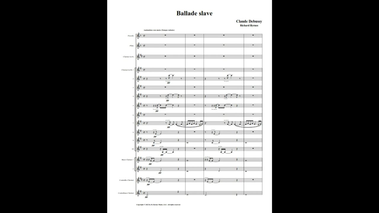 Claude Debussy – Ballade slav (Clarinet Choir + Piccolo & Flute)