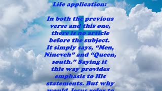 Matthew 12:42 (Part 1) - Daily Bible Verse Commentary