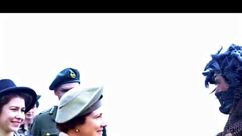 Colorized WW2 Footage: Queen and Princess Elizabeth Meet British Sniper 1944 #history #ww2 #shorts