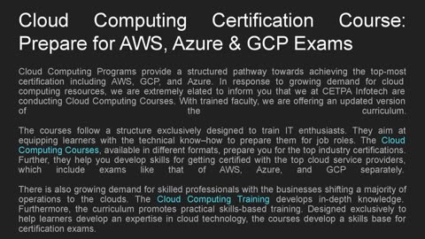 Cloud Computing Certification Course: Prepare for AWS, Azure & GCP Exams