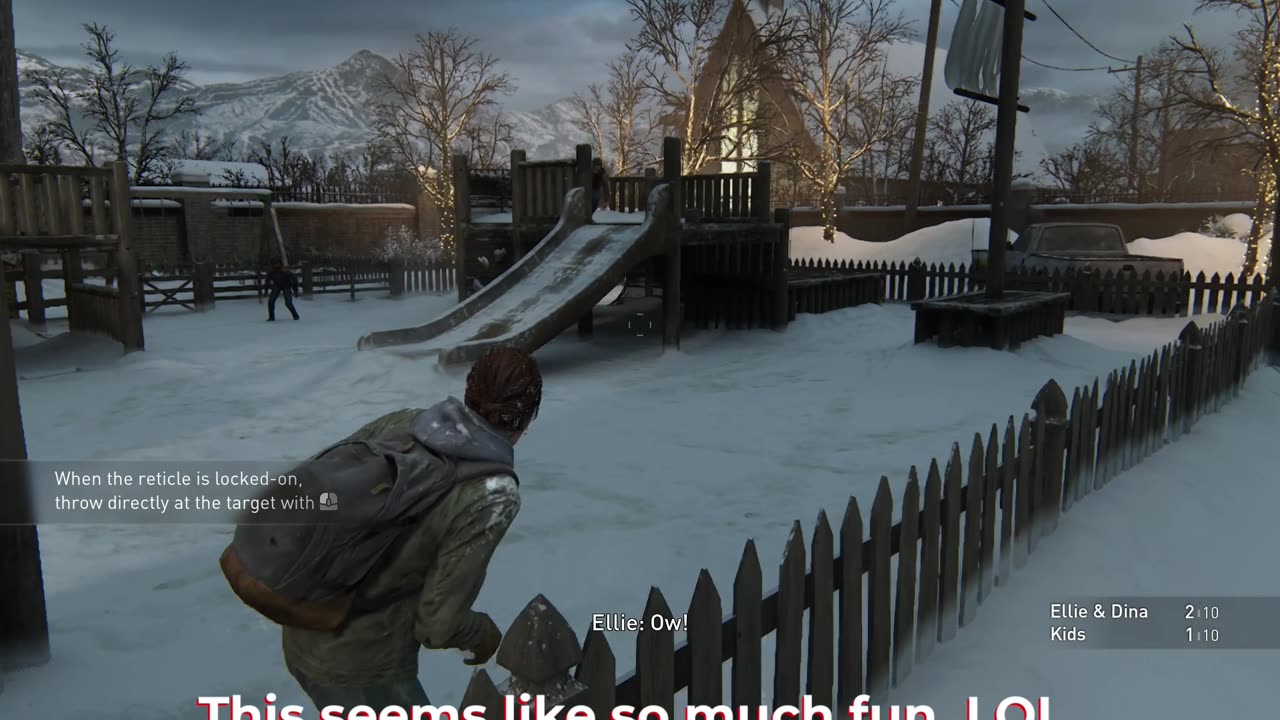 Ellie having some good old fashion Snowball fun.