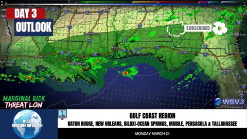 🌩️ Monday Storms: LA to FL Panhandle Risk! 3/22/25 #shorts #severeweather