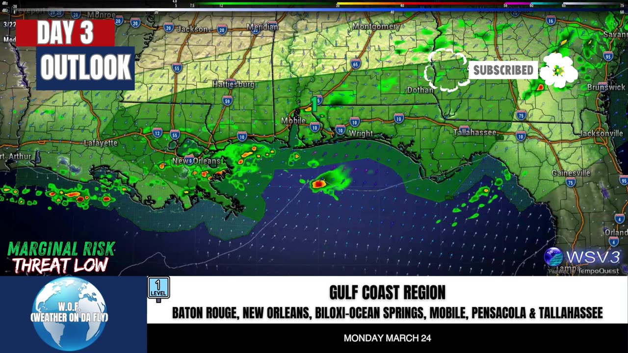 🌩️ Monday Storms: LA to FL Panhandle Risk! 3/22/25 #shorts #severeweather
