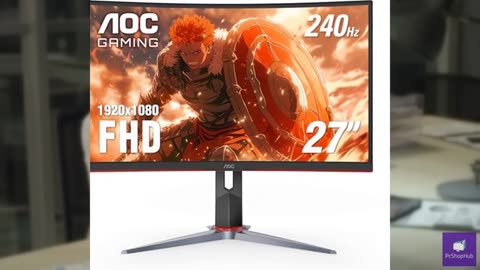 AOC C27G2Z 27" Curved Frameless Ultra-Fast Gaming Monitor, FHD 1080p, 0.5ms 240H