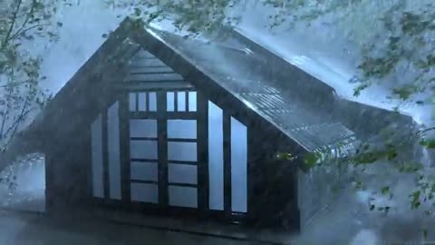 Goodbye Insomnia With Heavy RAIN Sound | Medition, Rain Sounds On Old Roof In Foggy Forest At Night