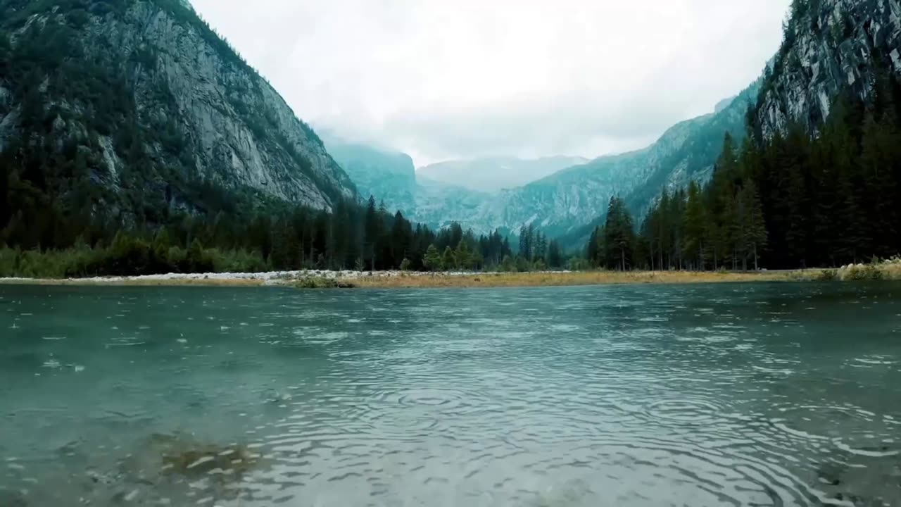 Soothing Rain Sounds at a Mountain Lake- Sleep, Study, Relax