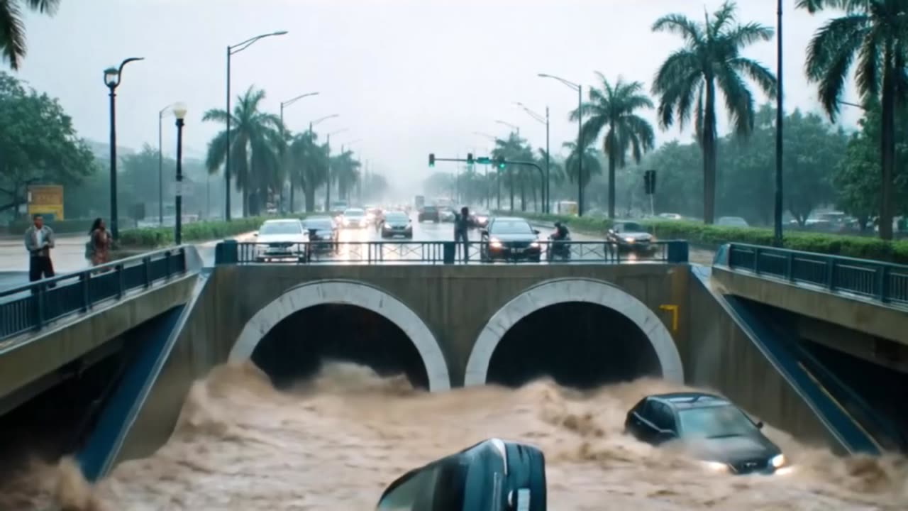 Moment the Bridge Almost Swept Away by Heavy Floods!