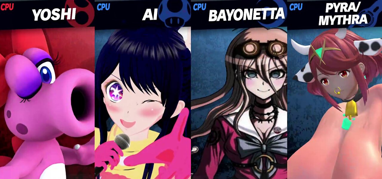 Birdo vs Ai Hoshino & Miu Iruma & Cow&Cat Pyra/Mythra 2 [MAKI Member Request NSFW Rumble Exclusive]