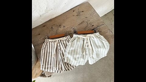 Vintage Linen Cotton Baby Boys Stripe Shorts