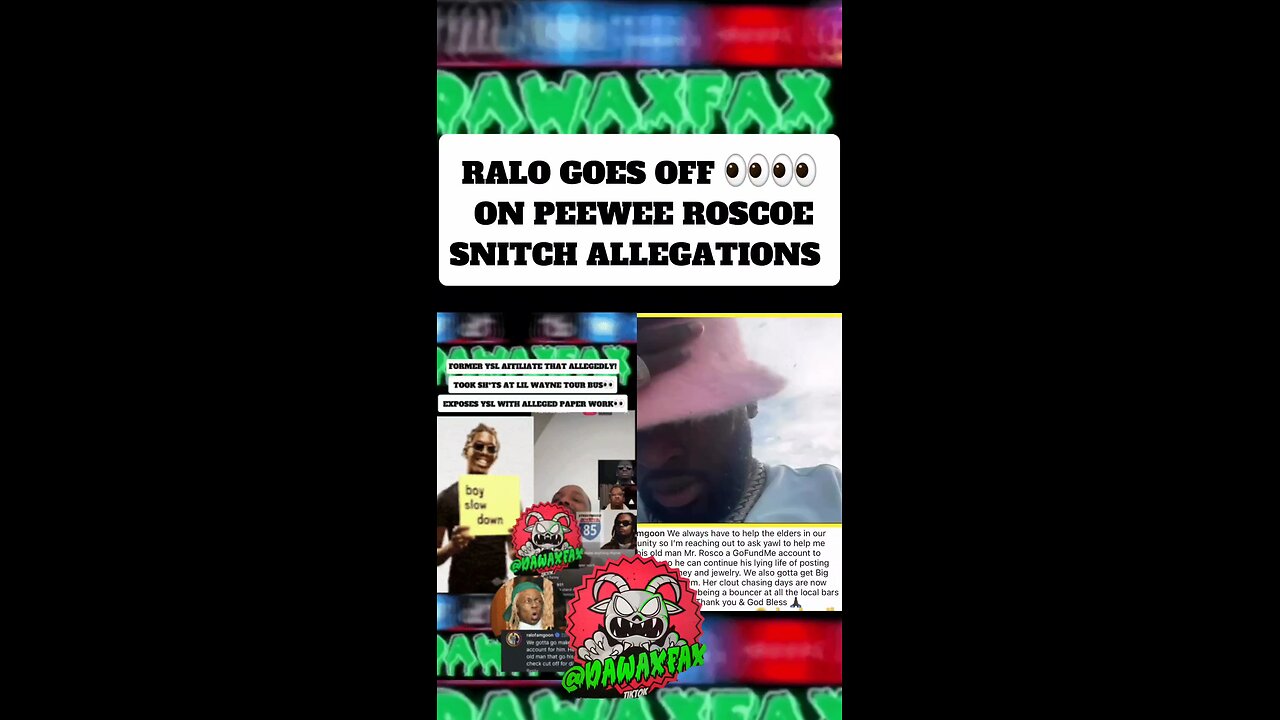 #Ralo clowns #peeweeRoscoe and #babyjade for their hypocrisy about snitching . #dawaxfax #ysl