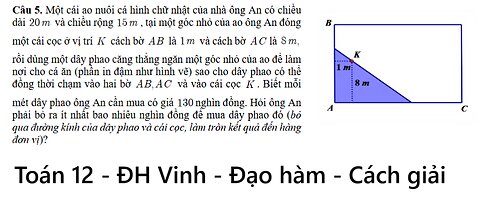 ĐH Vinh: Một cái ao nuôi cá hình chữ nhật của nhà ông An có chiềudài 20m và chiều rộng 15m ,