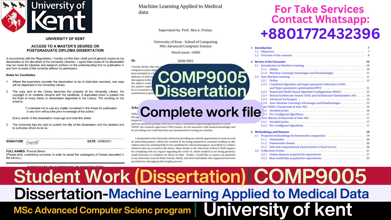 Student Work(Dissertation)COMP9005 MSc Machine Learning in Medical Data: Auto-ML vs.Traditional ML