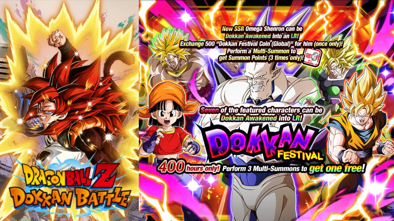 DBZ Dokkan Battle Legendary Summon Carnival LR SSJ4 Gogeta & Dokkan Festival LR Omega Sheron Summons