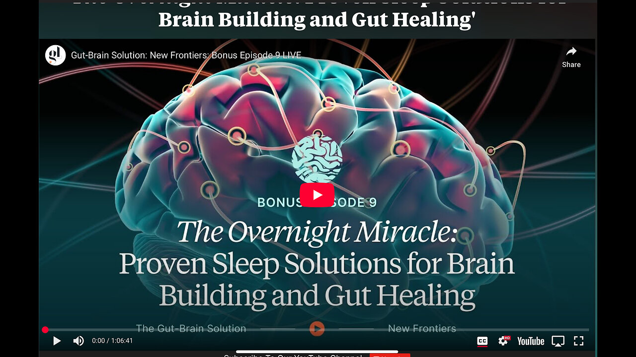 Gut brain solution bonus episode 9 on sleep
