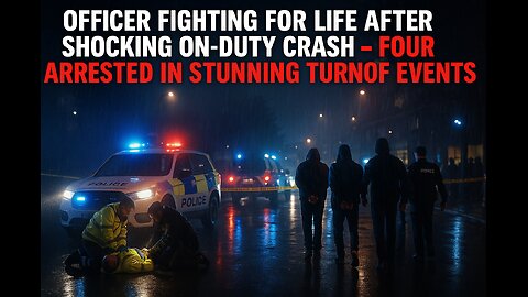OFFICER FIGHTING FOR LIFE AFTER SHOCKING ON-DUTY CRASH - FOUR ARRESTED IN STUNNING TURN OF EVENTS
