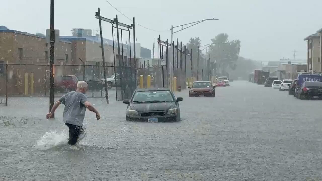 Flooding in south side of Chicago, Illinois.