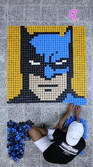 We created Batman using 1872 bottle caps 😍👍