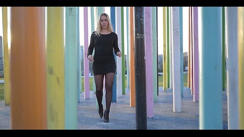 NYLON NICOLE MODEL FILM in Milan : Pantyhose, Tights, Short Mini Skirt , Heels (4K)
