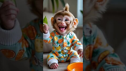 A lovely smile from a lovely baby monkey—perfection! 🐒💗