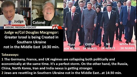 Judge w/Col Douglas Macgregor: Greater Israel is being Created in Southern Ukraine not in the Middle East…at 14:30 min.