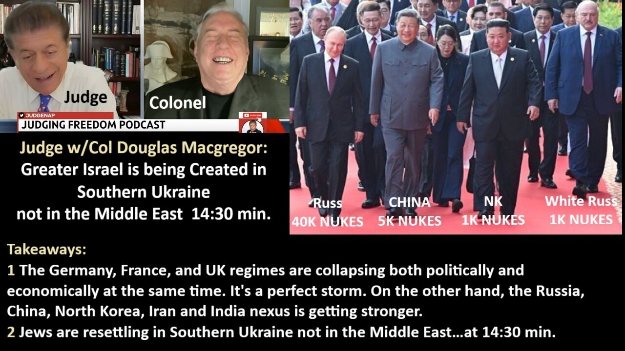 Judge w/Col Douglas Macgregor: Greater Israel is being Created in Southern Ukraine not in the Middle East…at 14:30 min.