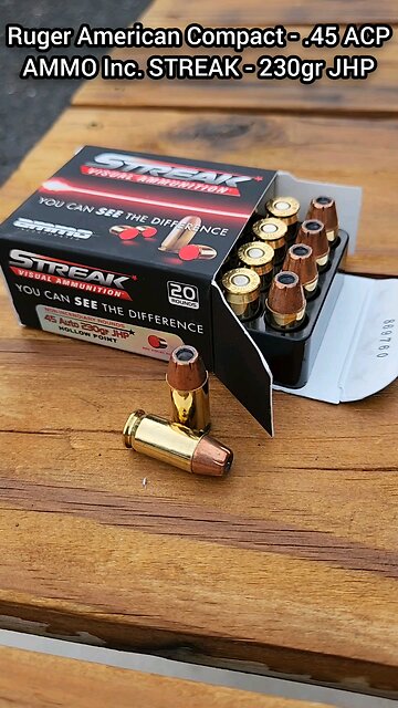 [Chrono] (.45 ACP) Ruger American Compact - AMMO Inc. 230gr JHP STREAK Tracers