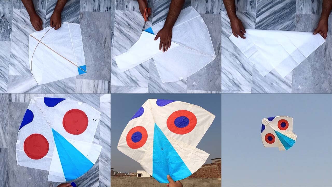 Kite Making Tutorial - How to make kite at home step by step - Tie kite knots and flying guide