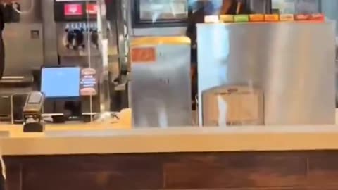 She was not happy with service so she hit whoever she could.