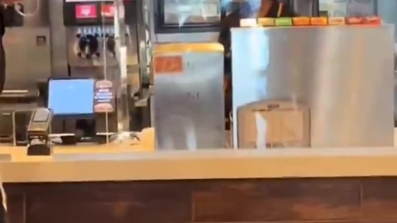 She was not happy with service so she hit whoever she could.