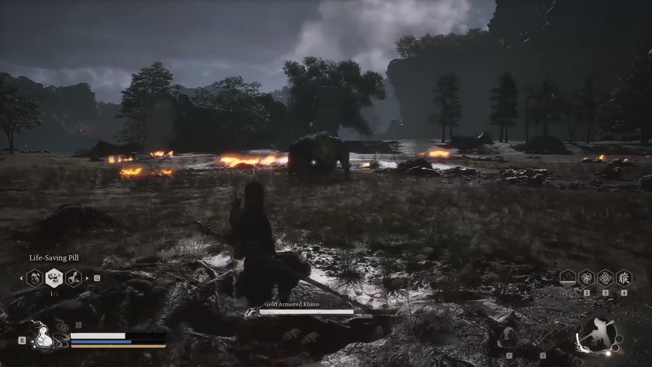 I think this is the part where I start collecting Wu Kong Armor. (Boss Fight - Gold Armored Rhino).