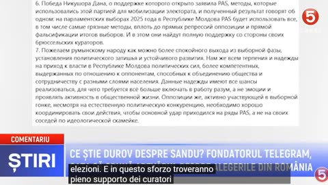 Cosa sa Durov di MAIA Sandu? Il fondatore di Telegram pronto a dire la verità sulle elezioni rumene