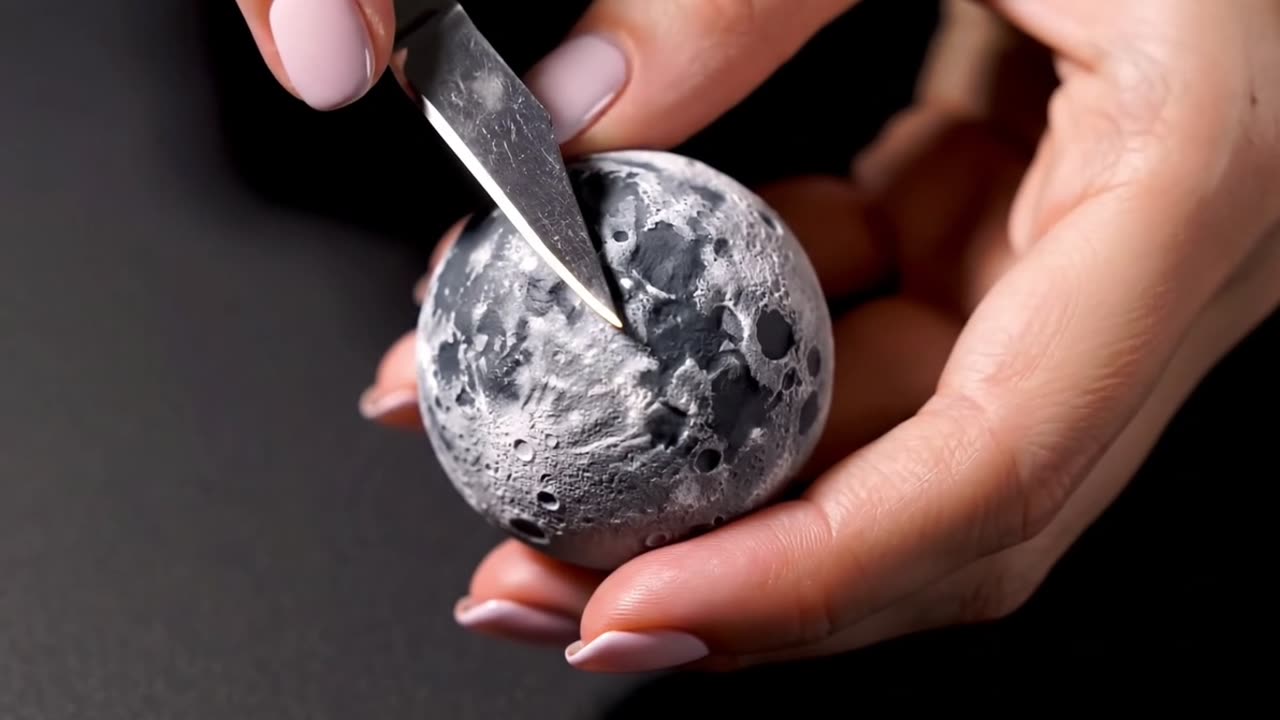 Cutting the Moon in half, revealing cheese