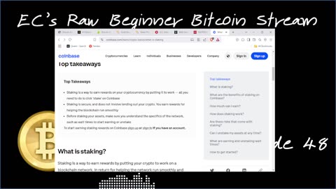 EC's Raw Beginner Bitcoin Stream, Episode 48