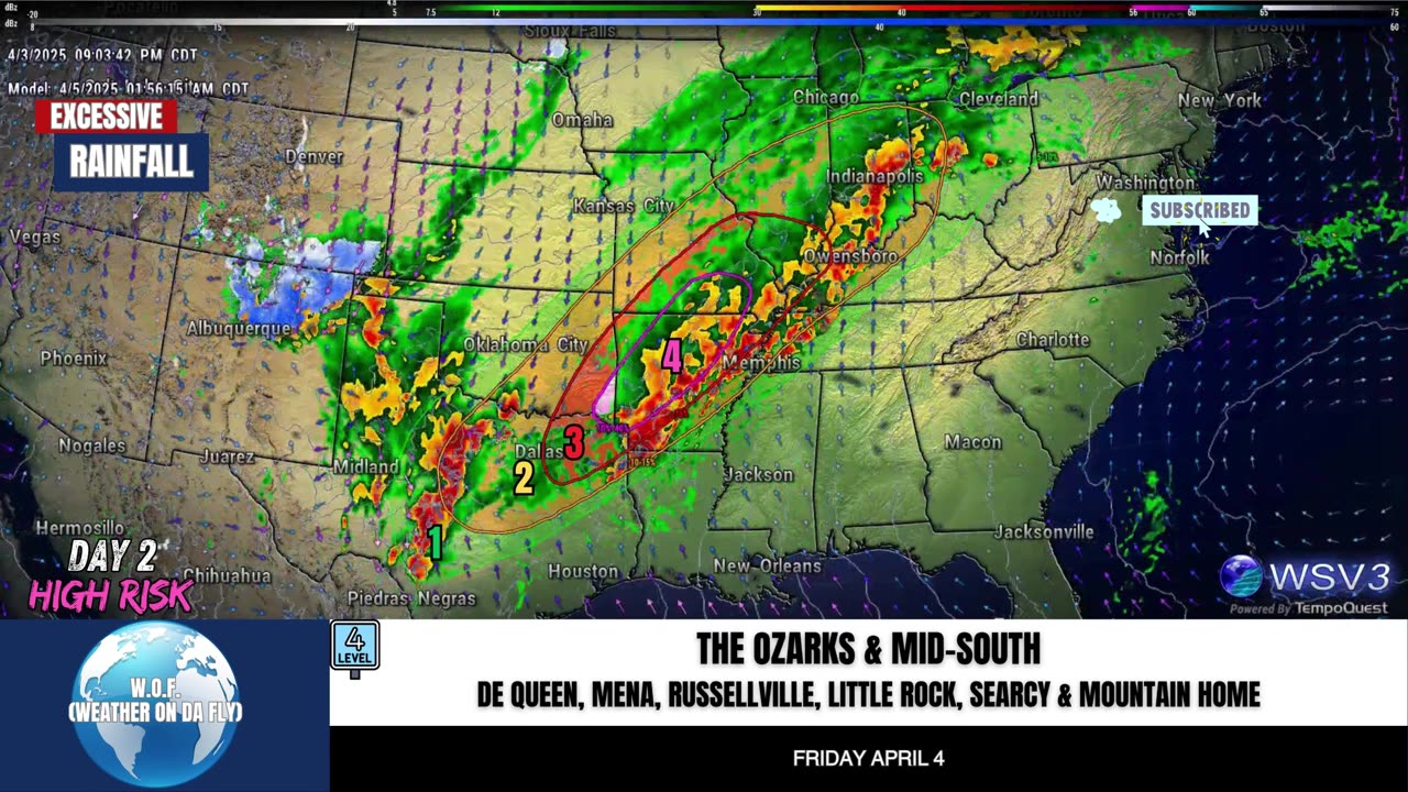 ⚠️ Excessive Rainfall Outlook Day 2: Flood Threat-High Risk! 4-3-25 #shorts #weatherupdate