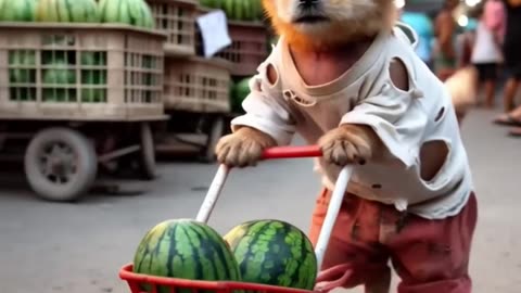 Made fun of the poor puppy because he had eaten a ripe watermelon.