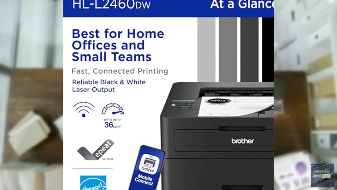Brother HL-L2460DW Wireless Compact Monochrome Laser Printer with Duplex, Mobile
