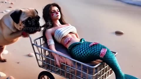 Lovely Mermaid was hunted by human_ Pug rescued it_rescue _cute _cuteanimal _story _anmal _