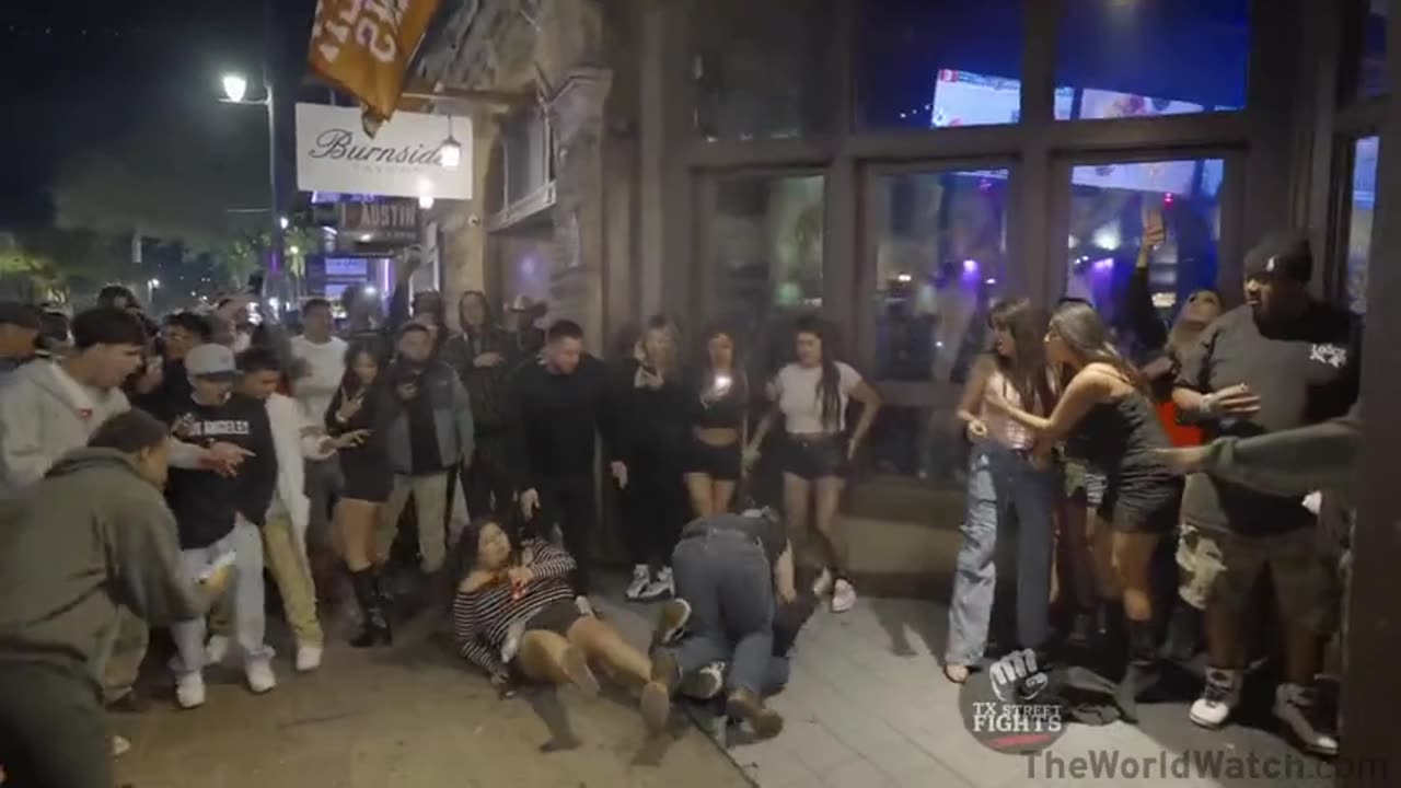 Fight brawl break out on 6th Street Austin TX