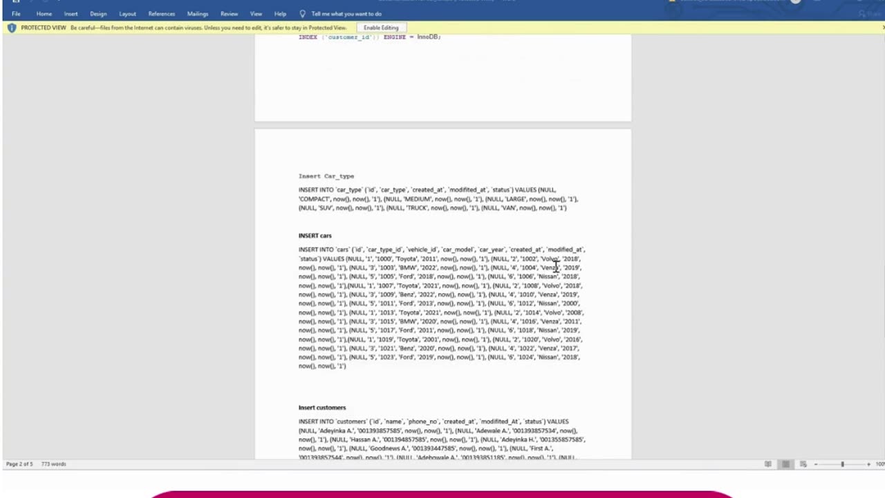 Student Work(Project)|CSCI 3287 Database System App:SQL DB Project for Car Rental|UTA