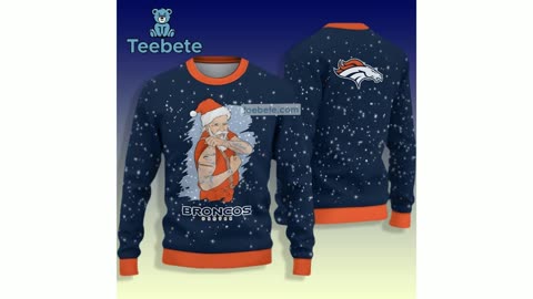 Denver Broncos Santa Claus Tattoo Blue Mens Ugly Sweaters For Christmas